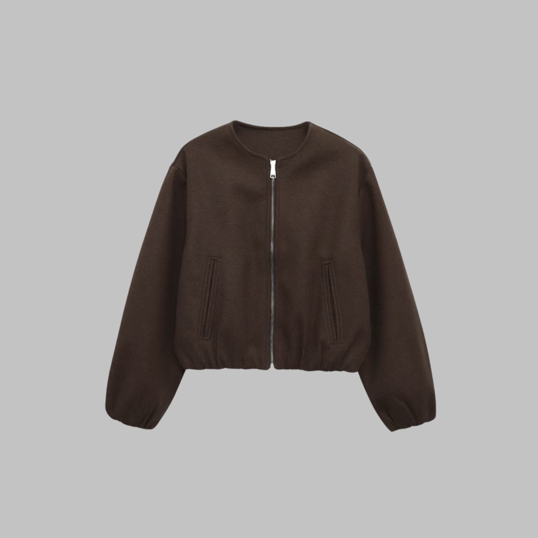 OVALIE™ - Chic Long Sleeve Zipper Crop Top Jacket | Elina Dublin