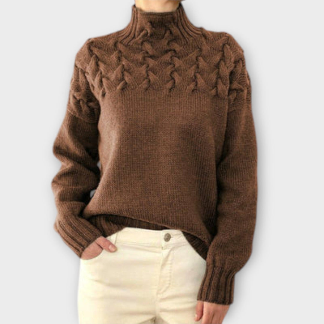 Eva - Women's Sweater with Cable Knit Detail | Elina Dublin