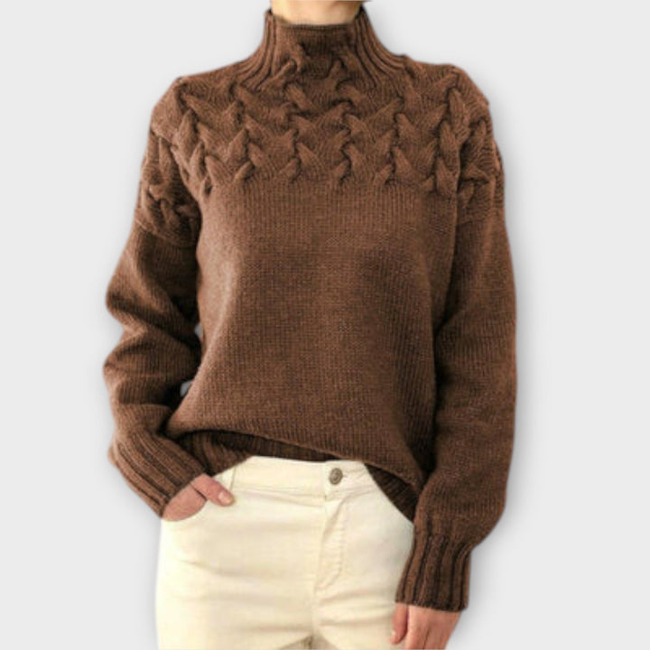 Eva - Women's Sweater with Cable Knit Detail | Elina Dublin