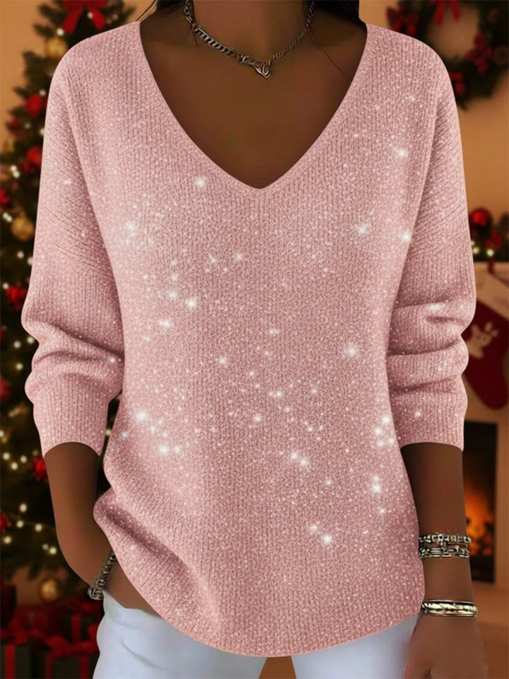 Maria - Festive V-Neck Sweater | Elina Dublin