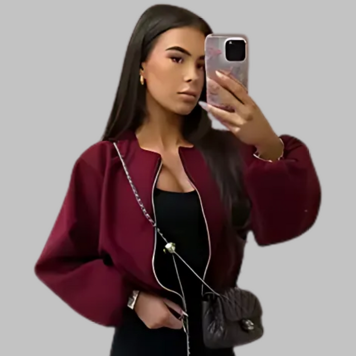 DHANE™ - Chic Long Sleeve Zipper Crop Top Jacket | Elina Dublin