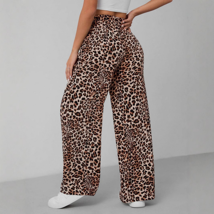 SYALA™ - Vintage Leopard Tie Front Wide Leg Pants | Elina Dublin