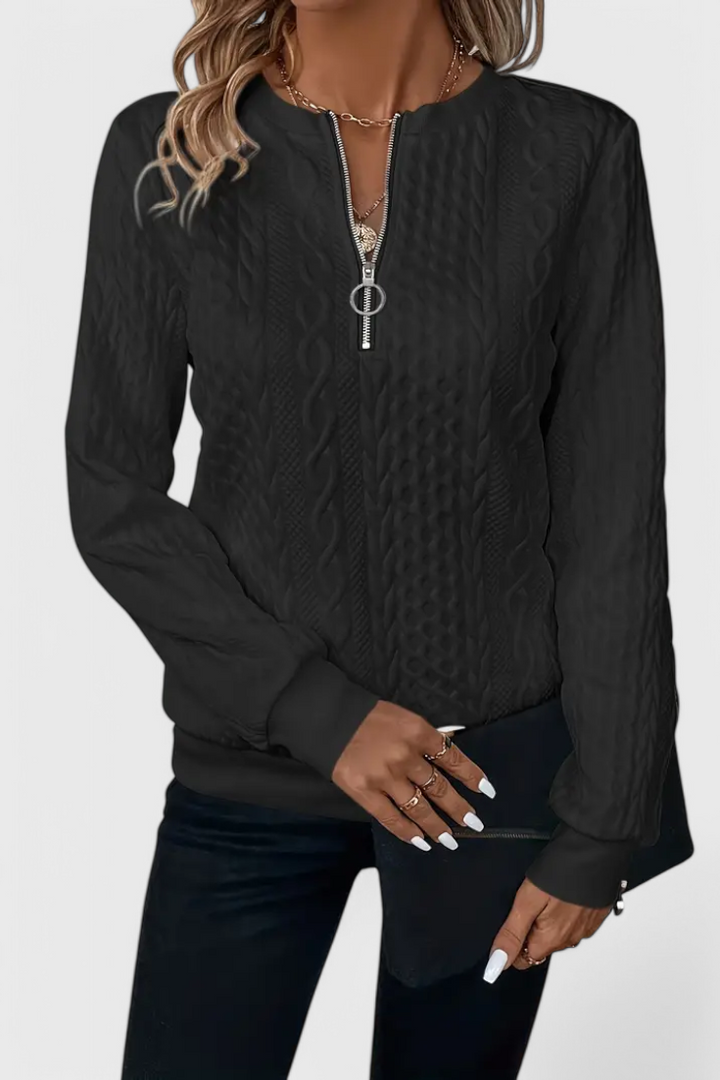 Zoey Soft Zip Knit Jumper | Elina Dublin