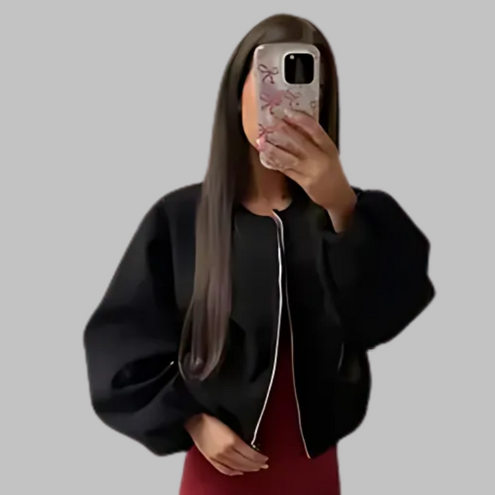 DHANE™ - Chic Long Sleeve Zipper Crop Top Jacket | Elina Dublin