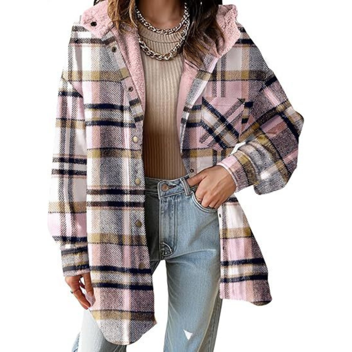 TALLULAH™ - Relaxed Fit Hooded Plaid Jacket | Elina Dublin