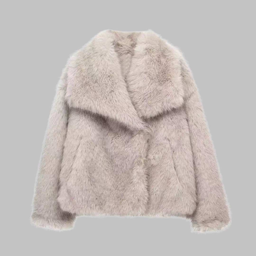 TATSULOK™ - Classy Long Sleeve Collared Fuzzy Coat | Elina Dublin