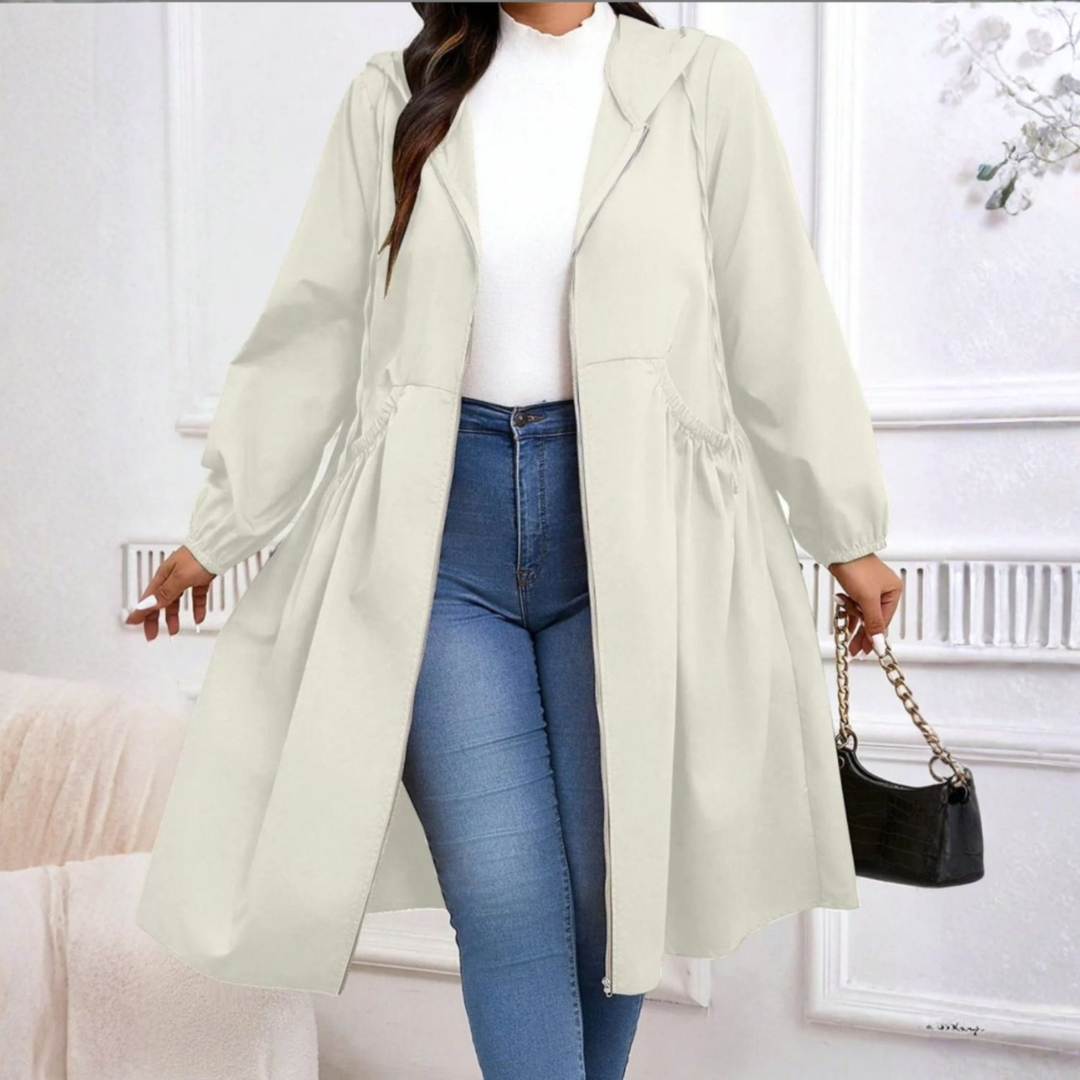 AVRIL™ - Casual Plus Size Drawstring Zip-Up Long Sleeve Hooded Coat | Elina Dublin