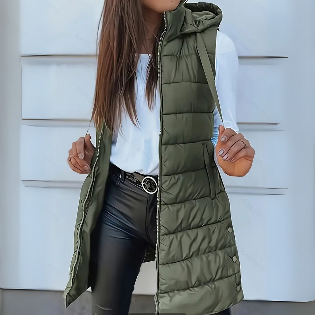 RAIN™ - Casual Sleeveless Hood Long Puffer Vest | Elina Dublin