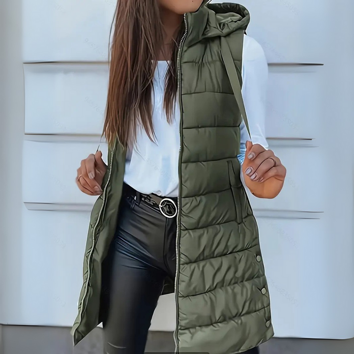 RAIN™ - Casual Sleeveless Hood Long Puffer Vest | Elina Dublin