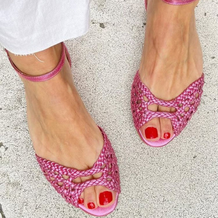 Grace - Woven Gold Sandals | Elina Dublin