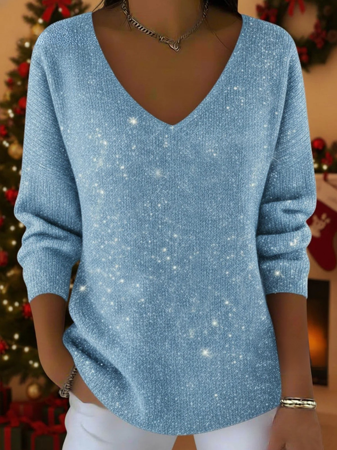 Maria - Festive V-Neck Sweater | Elina Dublin