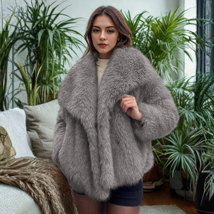 CORRINE™ - Classy Long Sleeve Collared Fuzzy Coat | Elina Dublin