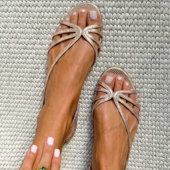 Meabh - Golden Elegance Sandals | Elina Dublin