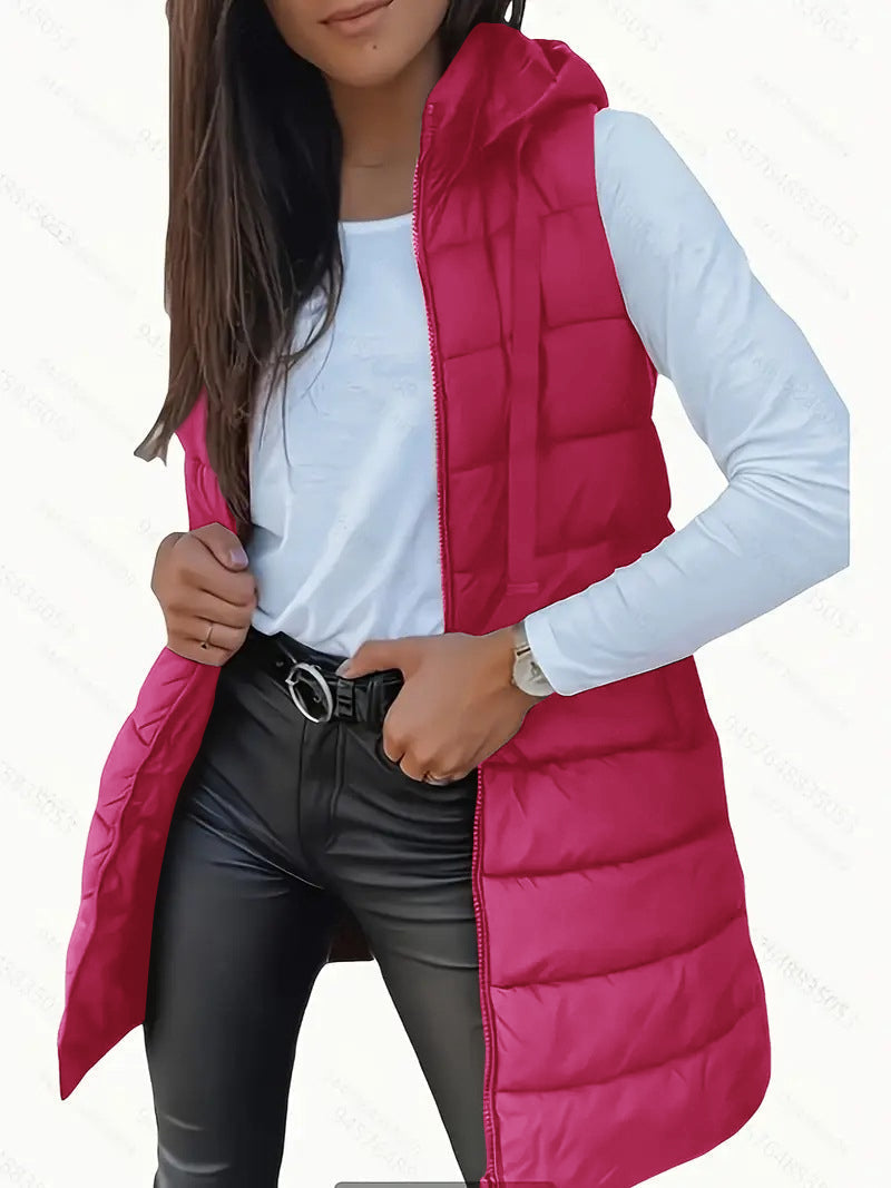 RAIN™ - Casual Sleeveless Hood Long Puffer Vest | Elina Dublin