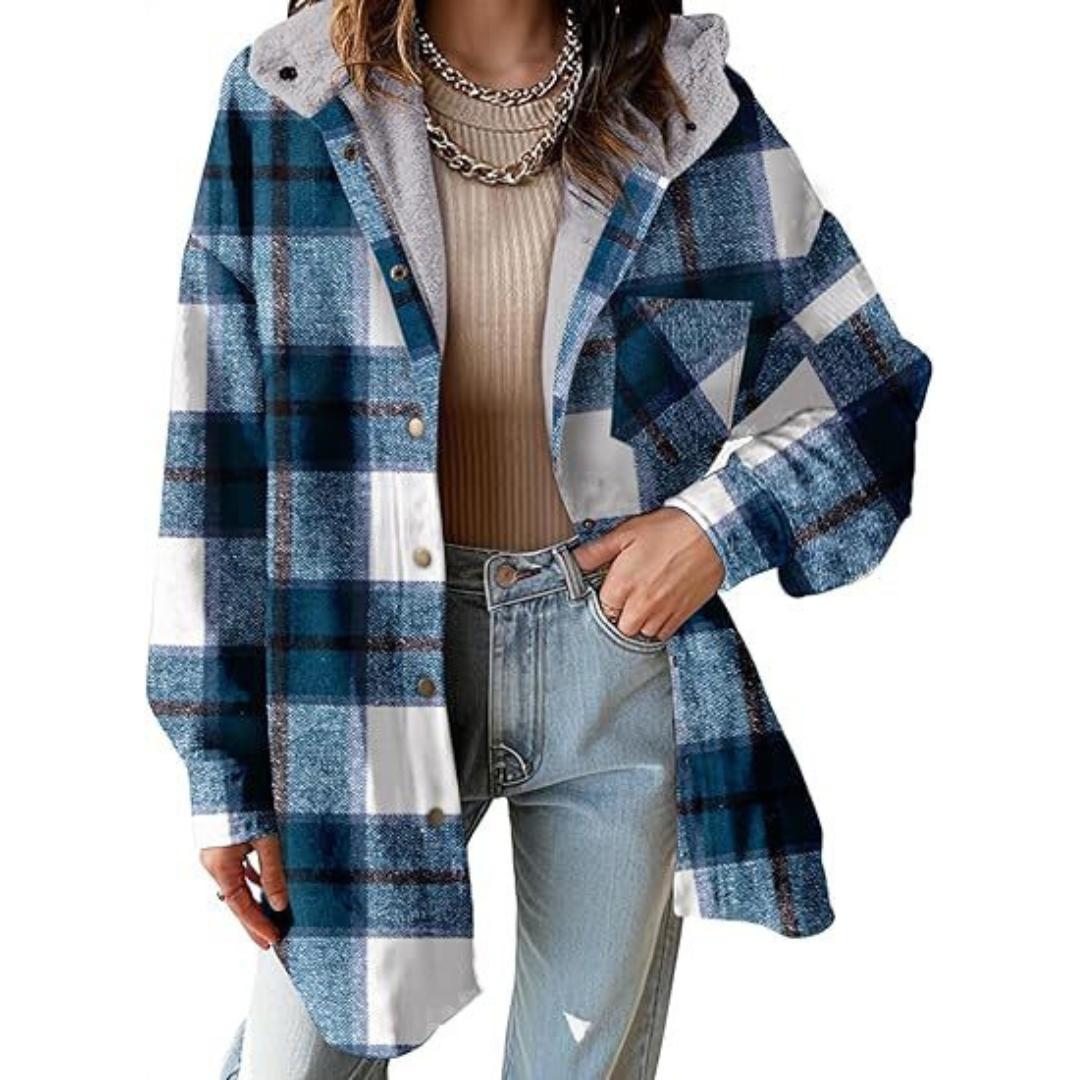 TALLULAH™ - Relaxed Fit Hooded Plaid Jacket | Elina Dublin