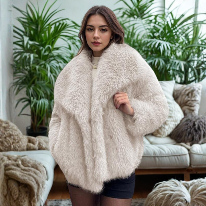 CORRINE™ - Classy Long Sleeve Collared Fuzzy Coat | Elina Dublin