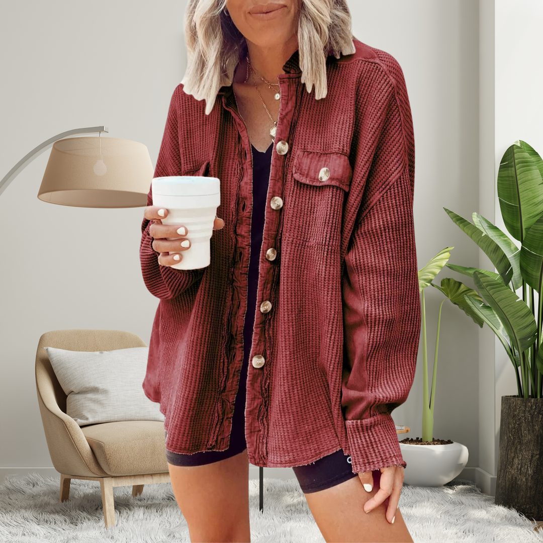 FAYE™ - Cozy Loose Fit Batwing Sleeve Button Down Jacket | Elina Dublin