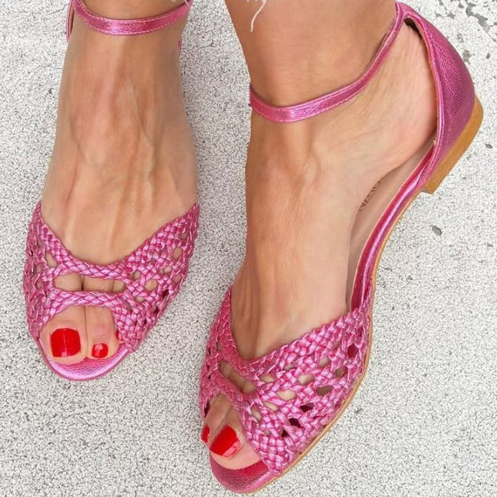 Grace - Woven Gold Sandals | Elina Dublin
