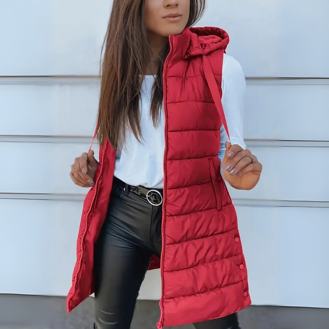 RAIN™ - Casual Sleeveless Hood Long Puffer Vest | Elina Dublin