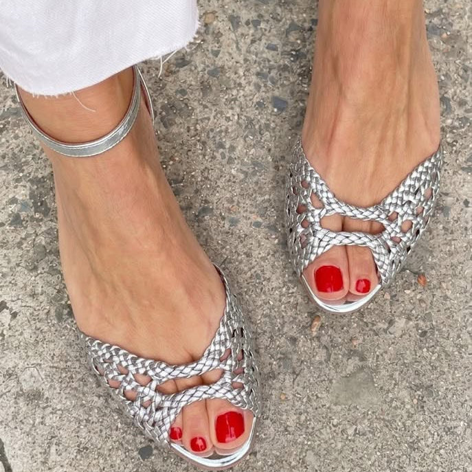 Grace - Woven Gold Sandals | Elina Dublin