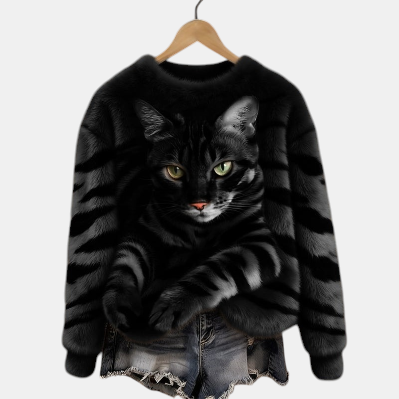 Marie™ | Soft Elegant Cat Print Sweater | Elina Dublin