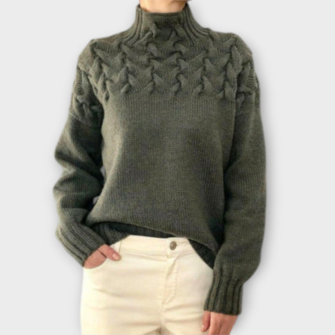 Eva - Women's Sweater with Cable Knit Detail | Elina Dublin