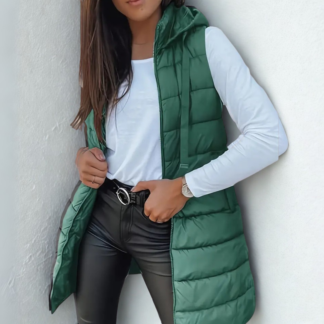 RAIN™ - Casual Sleeveless Hood Long Puffer Vest | Elina Dublin