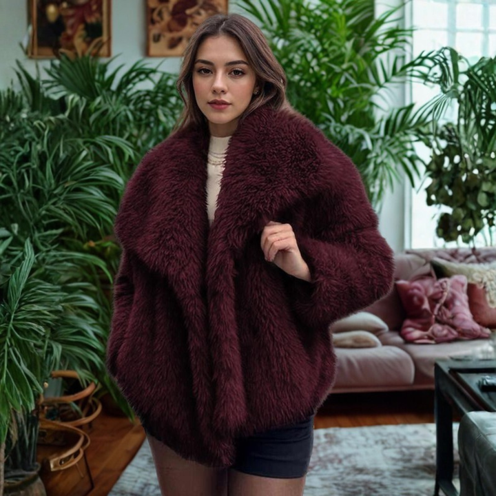 CORRINE™ - Classy Long Sleeve Collared Fuzzy Coat | Elina Dublin