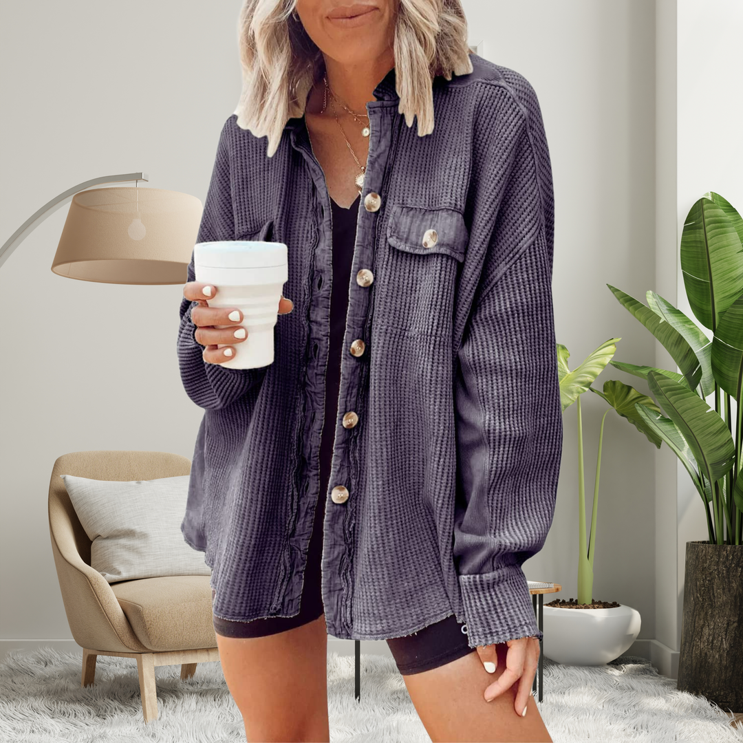 FAYE™ - Cozy Loose Fit Batwing Sleeve Button Down Jacket | Elina Dublin