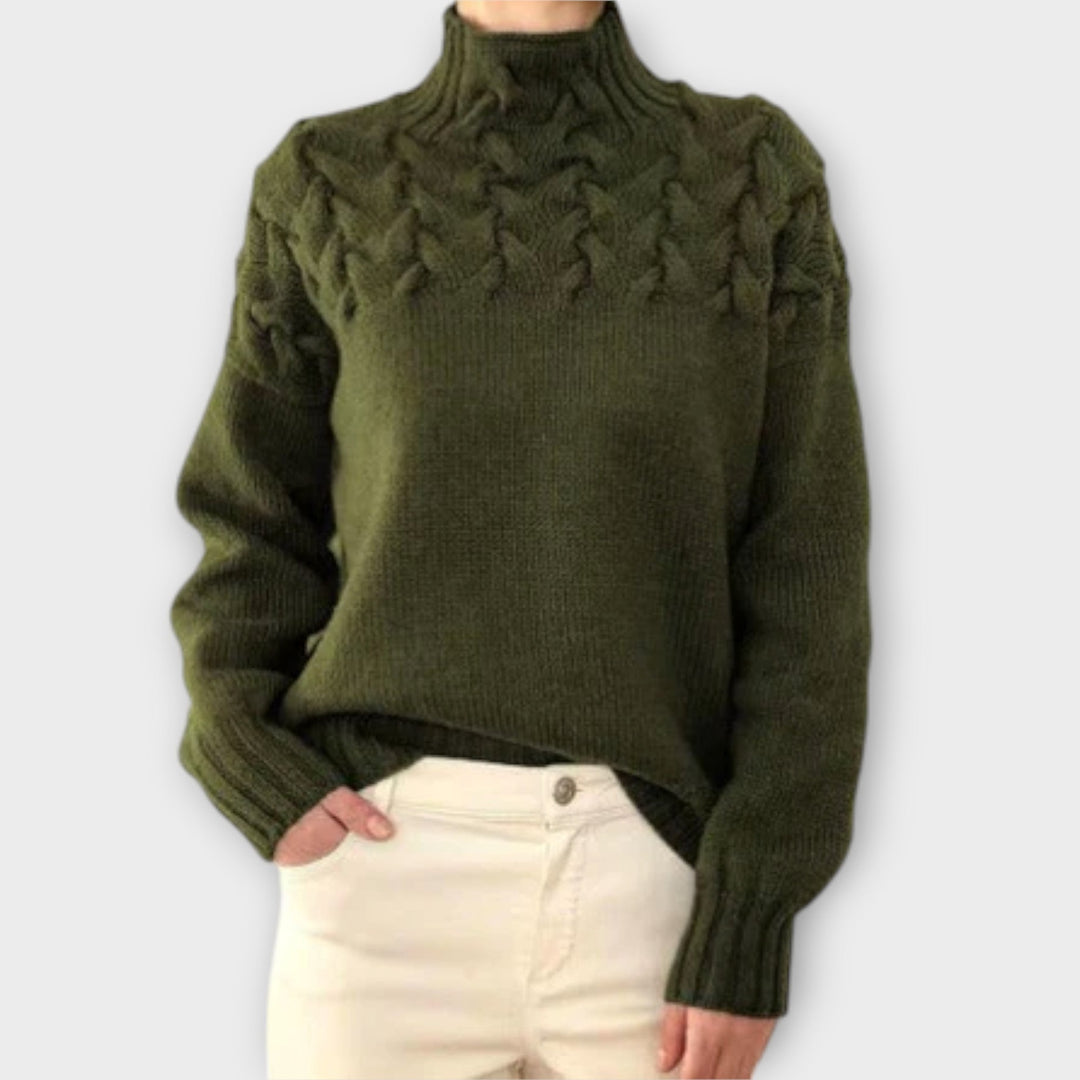 Eva - Women's Sweater with Cable Knit Detail | Elina Dublin