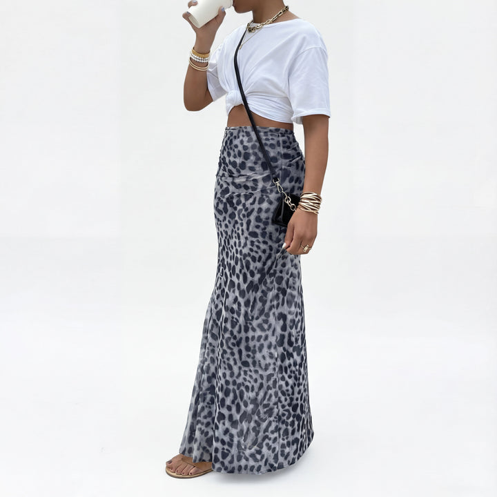 TERRY™ – High-Waisted Leopard Print Mesh Skirt | Elina Dublin