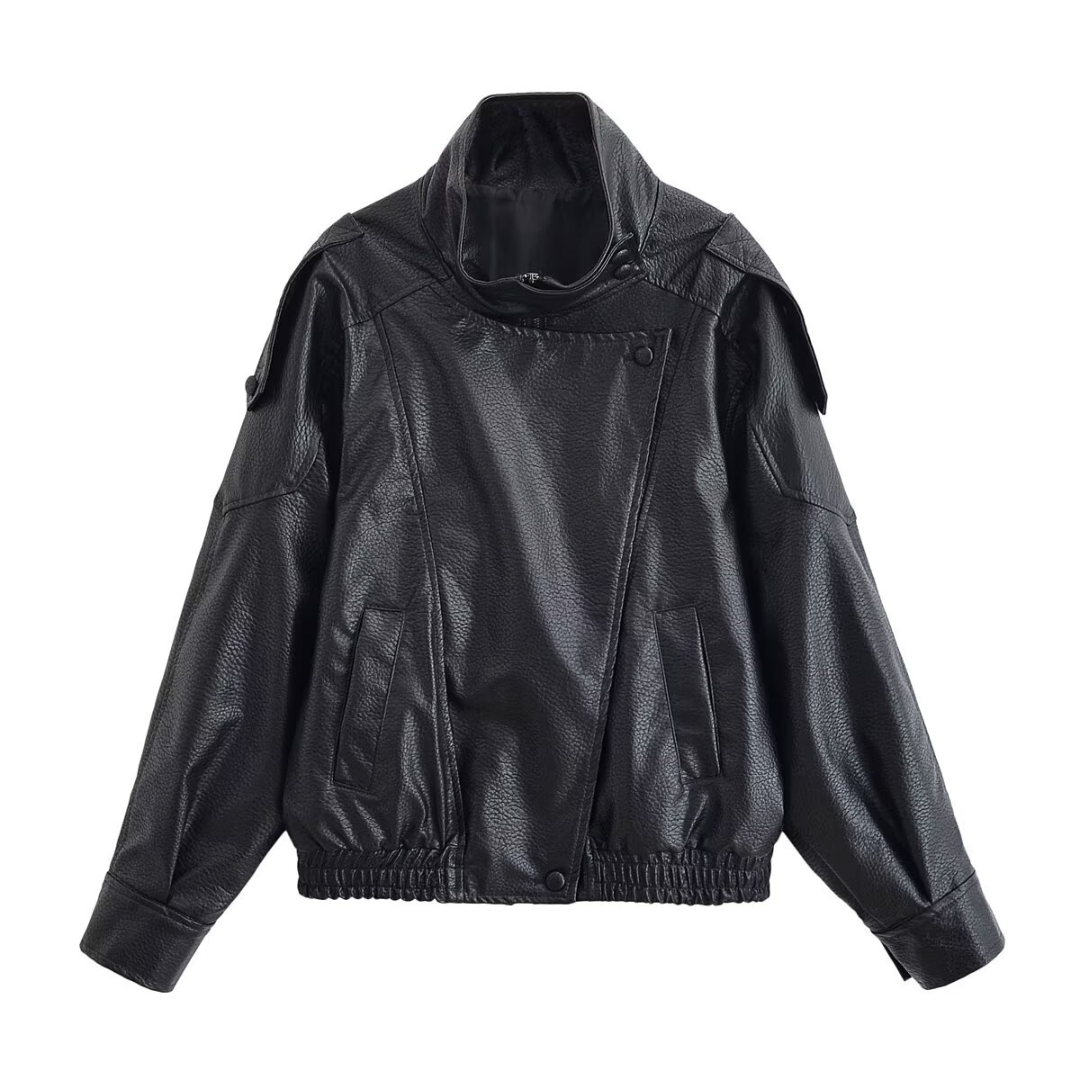 REMY™ – Asymmetrical Zip-Up PU Leather Biker Jacket | Elina Dublin