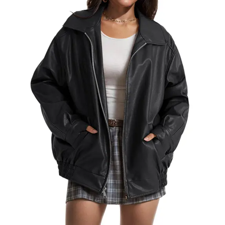 REBEL™ – Moto-Inspired Faux Leather Oversized Jacket | Elina Dublin