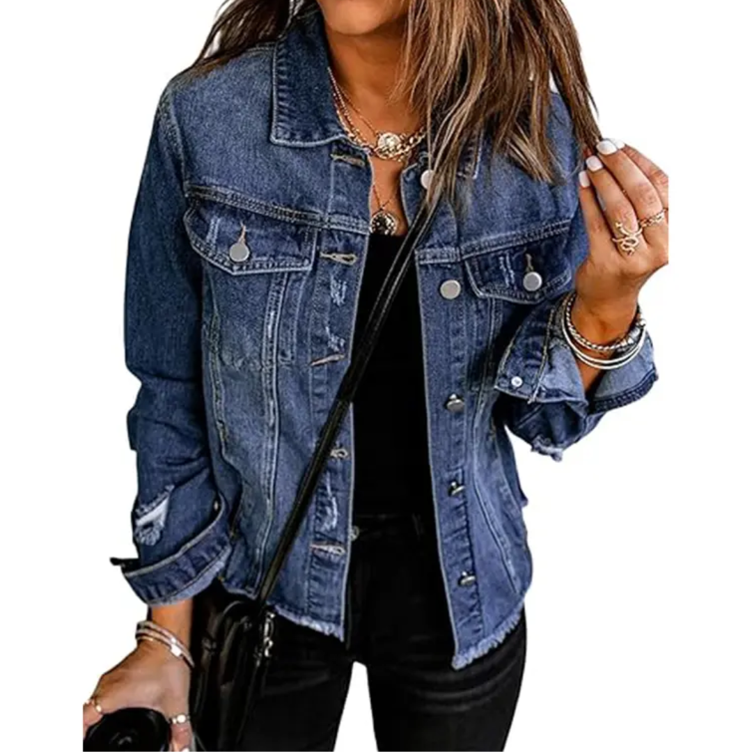 DENIM™ – Distressed Boyfriend Denim Jacket | Elina Dublin