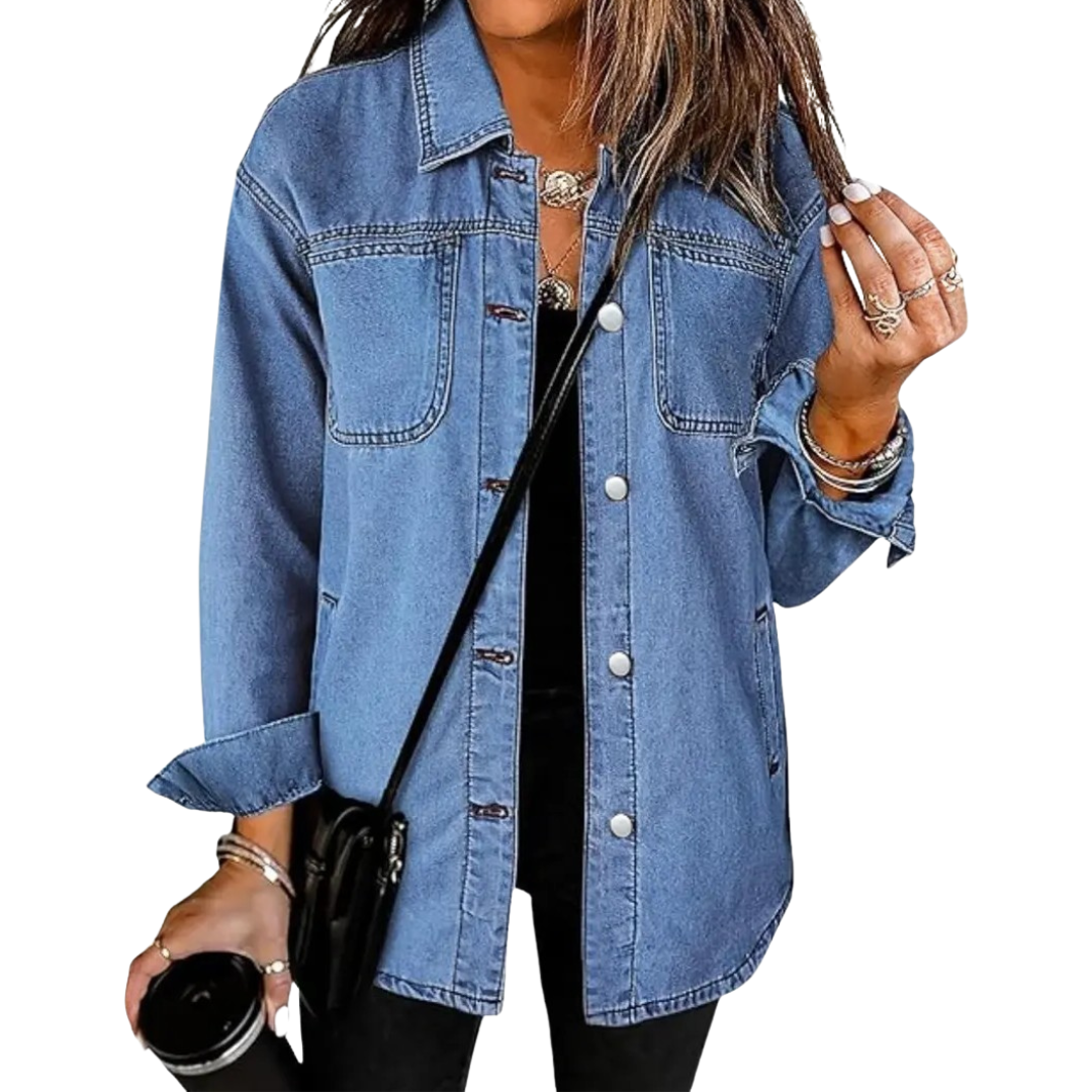 JORDIE™ – Washed Curved Hem Denim Shacket | Elina Dublin