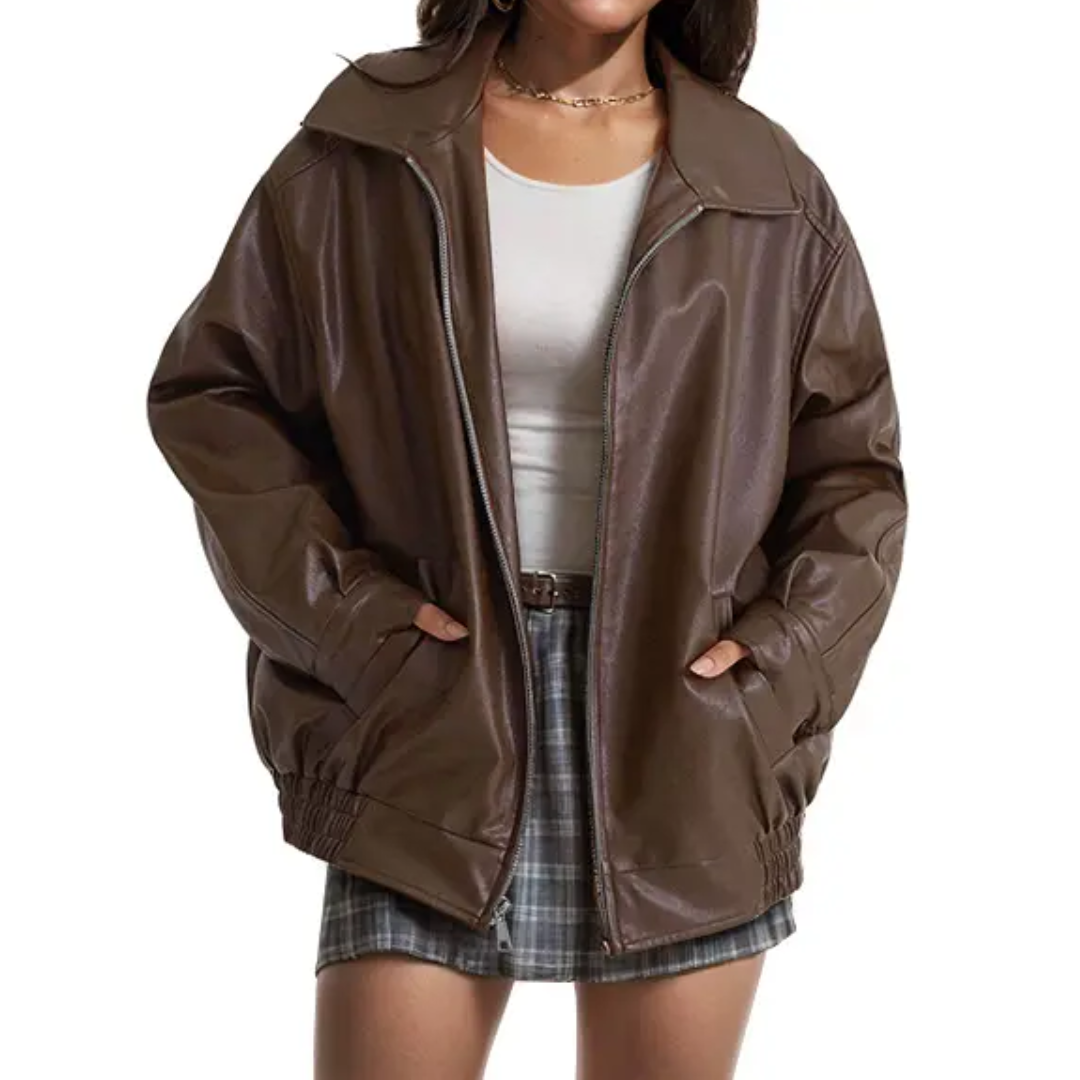 REBEL™ – Moto-Inspired Faux Leather Oversized Jacket | Elina Dublin