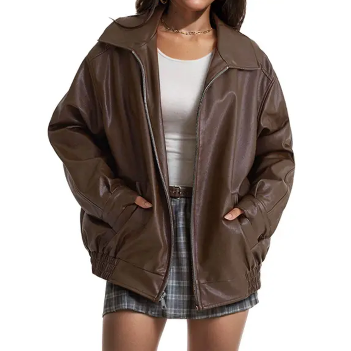 REBEL™ – Moto-Inspired Faux Leather Oversized Jacket | Elina Dublin