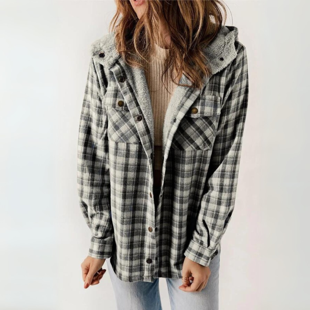 PERESA™ - Casual Long Sleeve Button Front Hooded Coat | Elina Dublin
