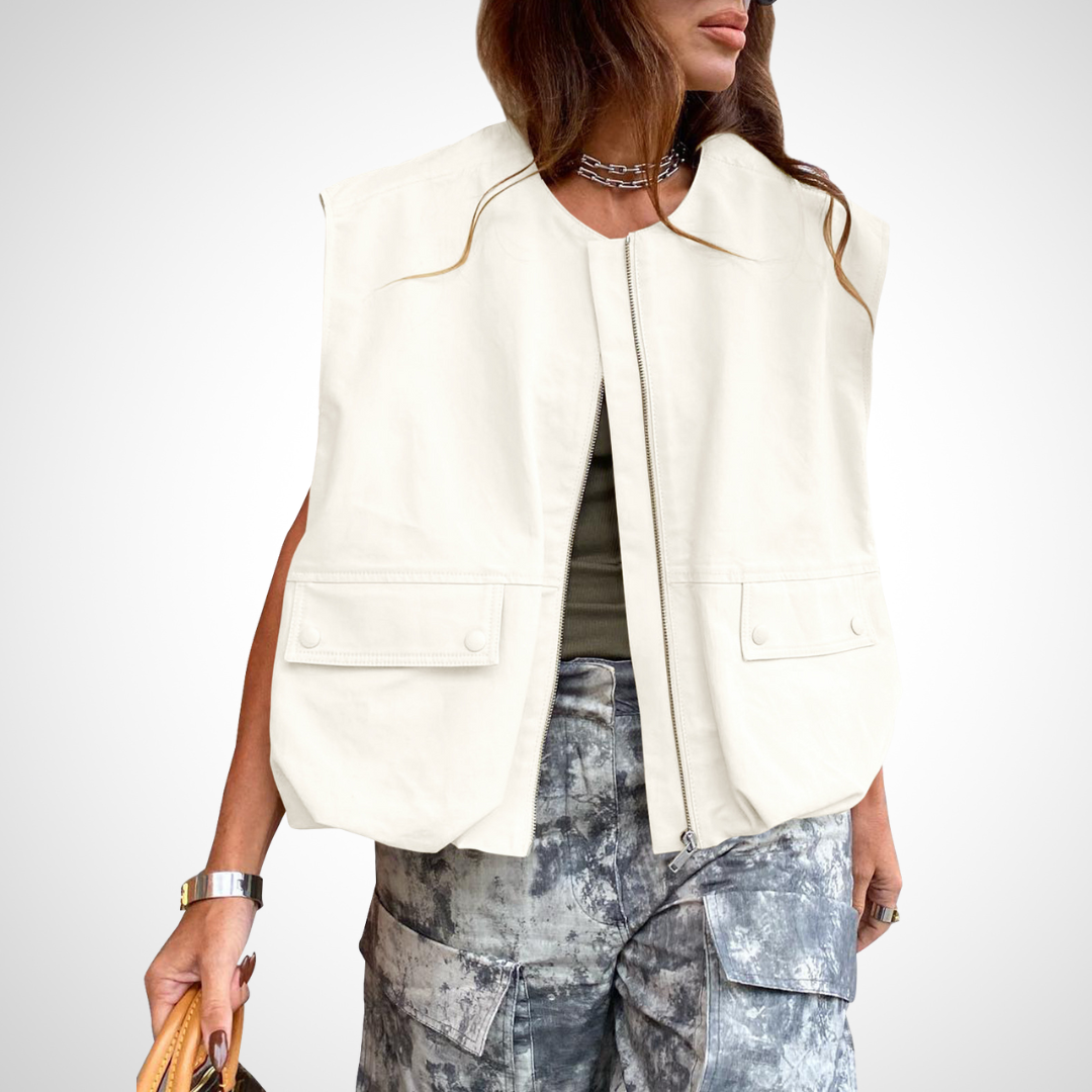 QUANA™ - Casual Sleeveless Loose Zipper Vest | Elina Dublin