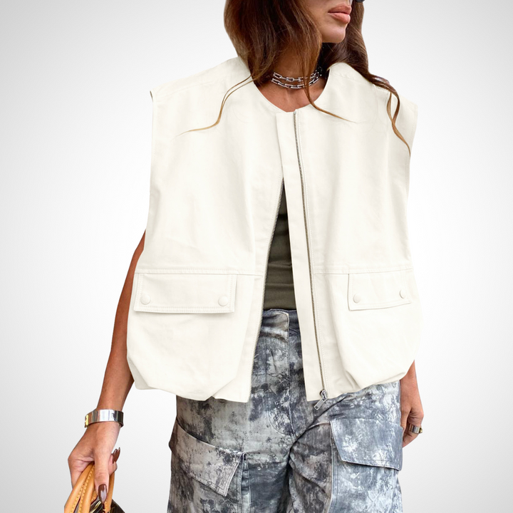QUANA™ - Casual Sleeveless Loose Zipper Vest | Elina Dublin