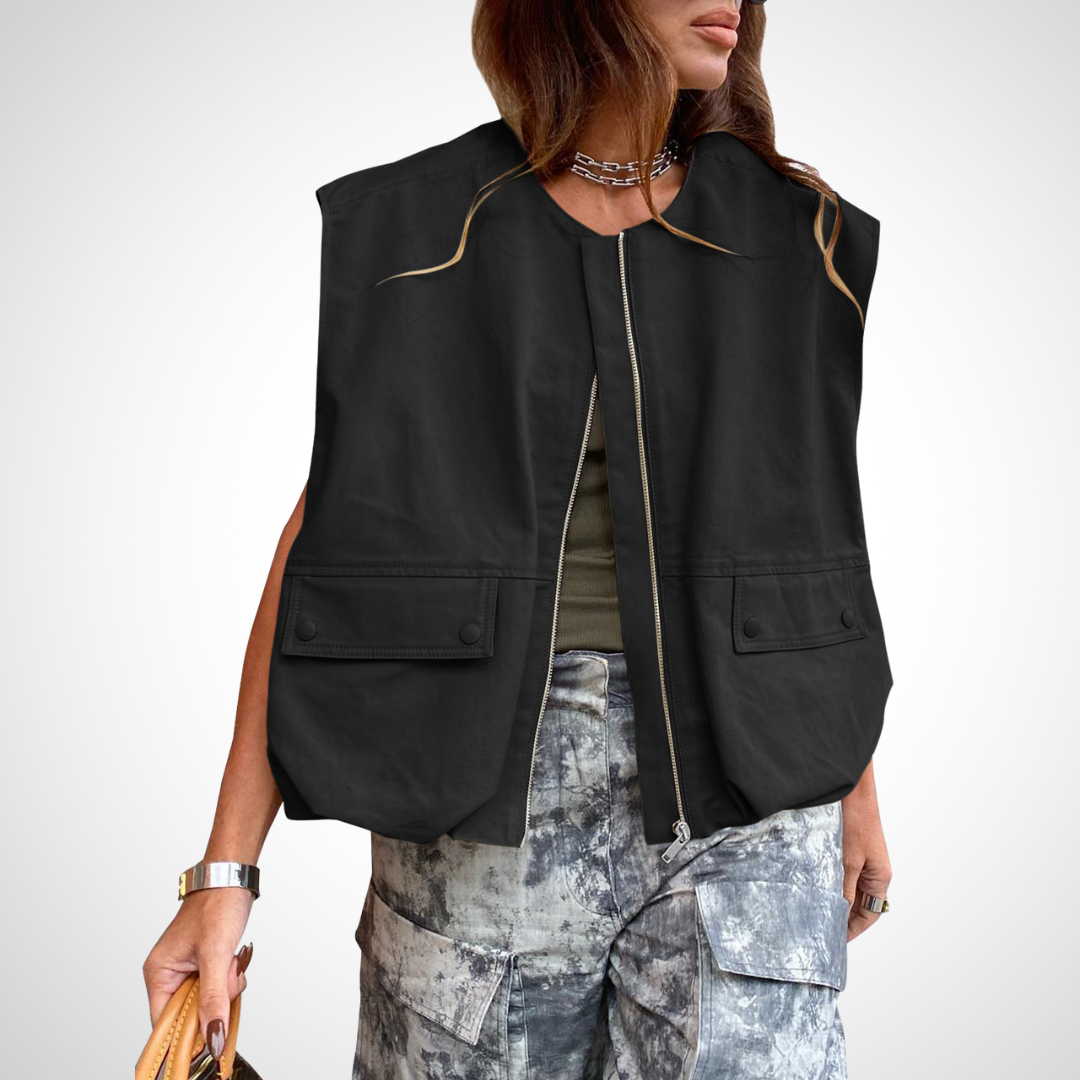 QUANA™ - Casual Sleeveless Loose Zipper Vest | Elina Dublin