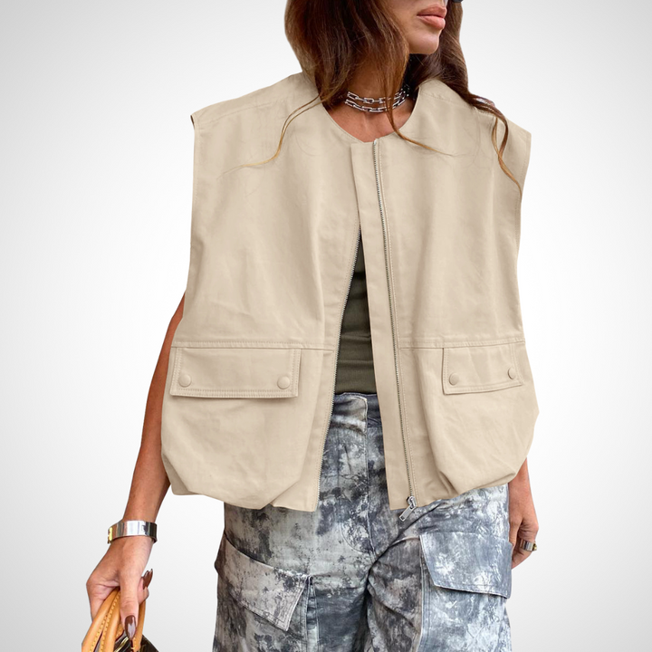 QUANA™ - Casual Sleeveless Loose Zipper Vest | Elina Dublin