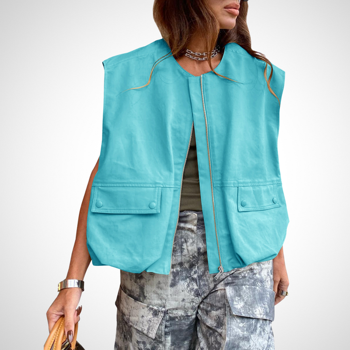 QUANA™ - Casual Sleeveless Loose Zipper Vest | Elina Dublin