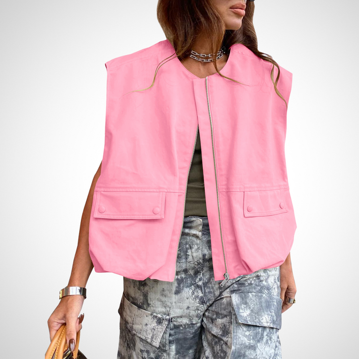 QUANA™ - Casual Sleeveless Loose Zipper Vest | Elina Dublin