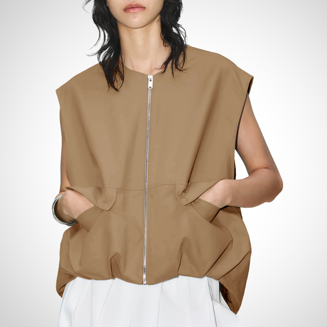 QUANA™ - Casual Sleeveless Loose Zipper Vest | Elina Dublin