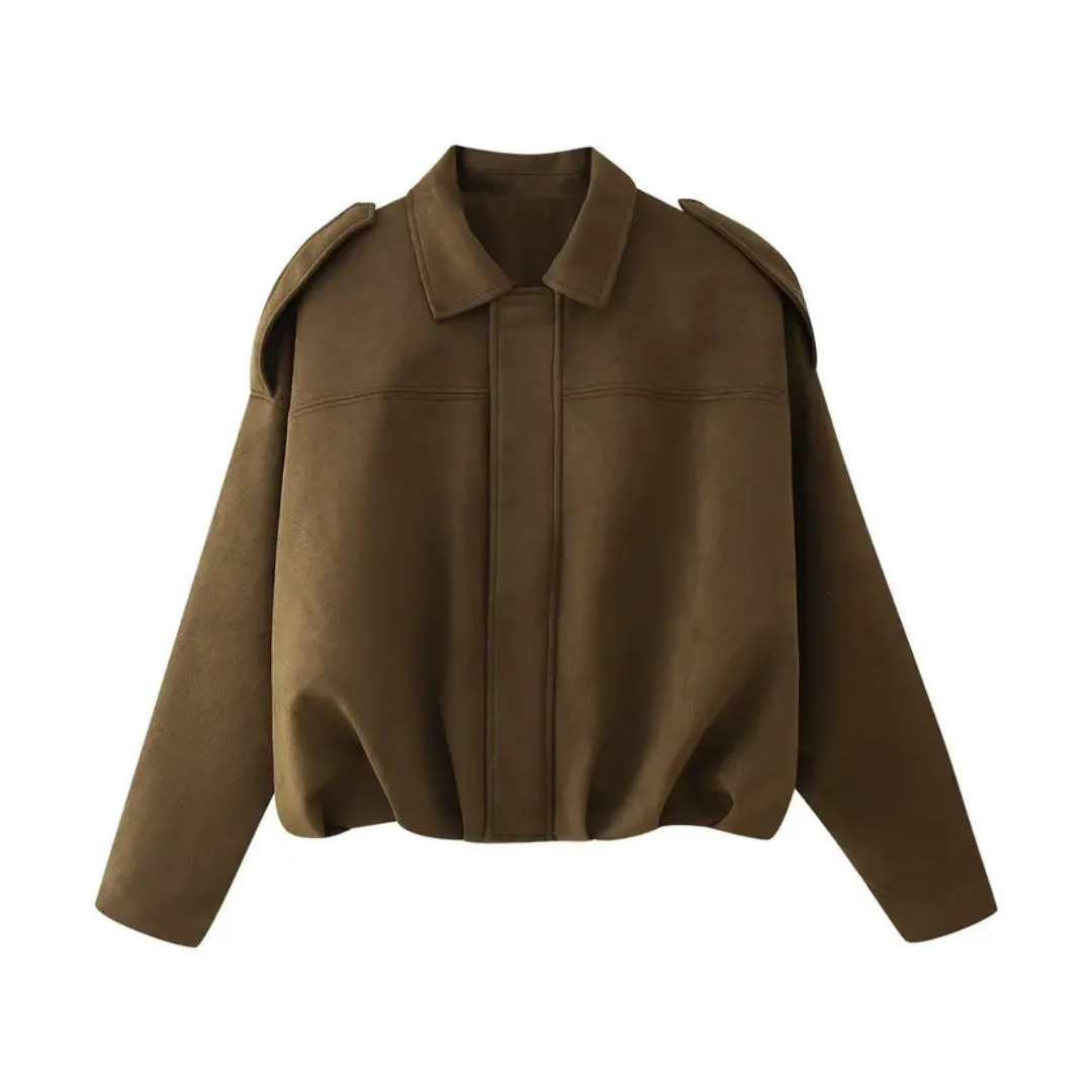 PETRA™ – Vintage Suede Epaulet Bomber Jacket | Elina Dublin
