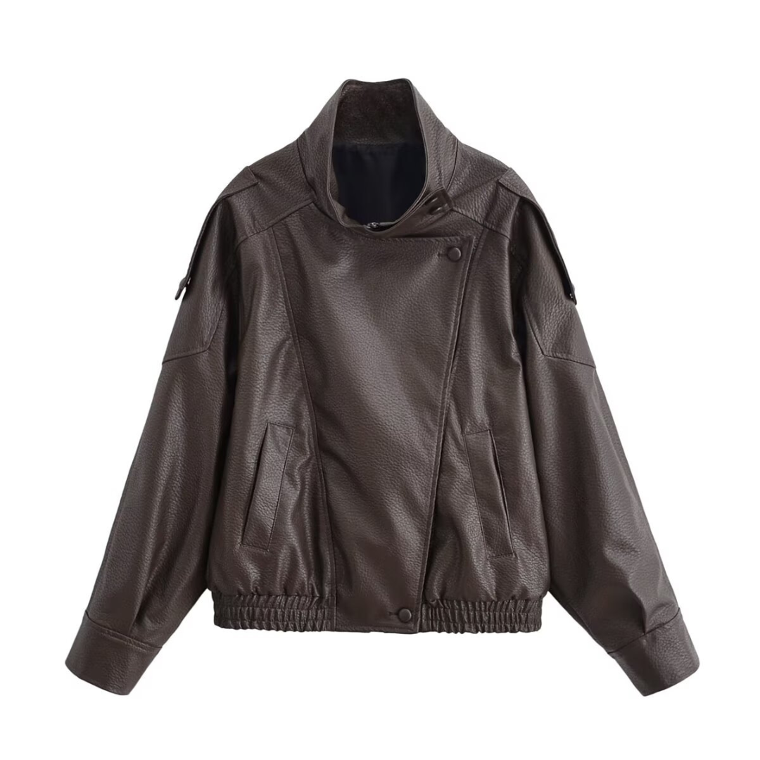 REMY™ – Asymmetrical Zip-Up PU Leather Biker Jacket | Elina Dublin