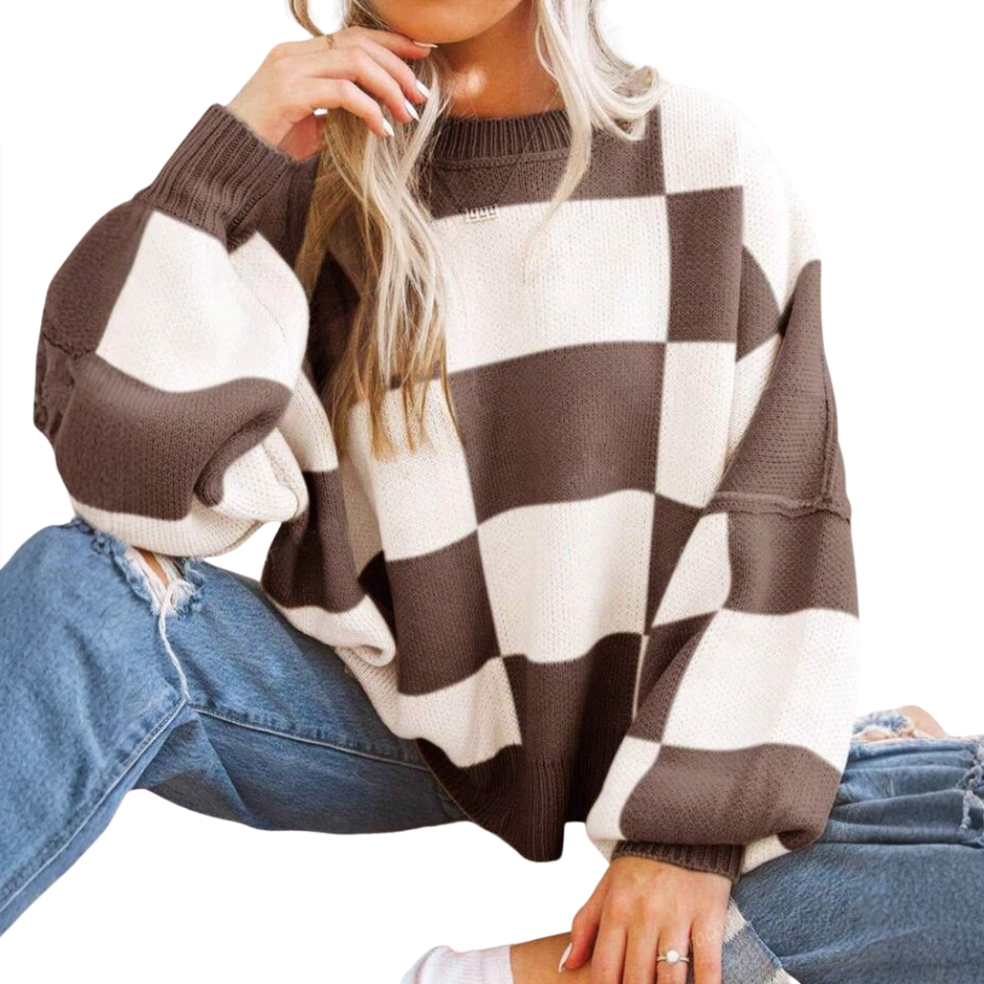 Doirchnoc - Plaid Dropshoulder Sweater | Elina Dublin