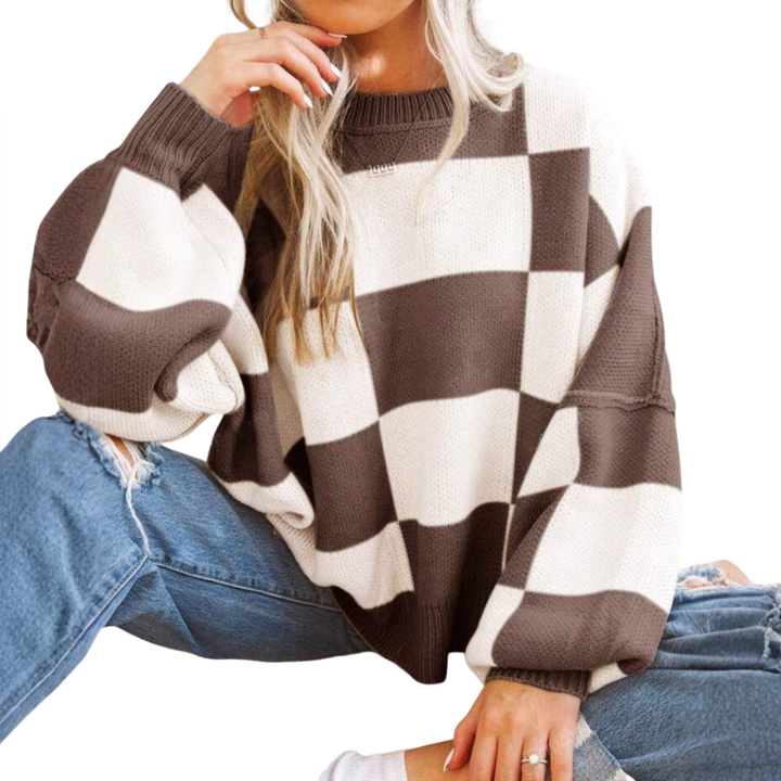 Doirchnoc - Plaid Dropshoulder Sweater | Elina Dublin