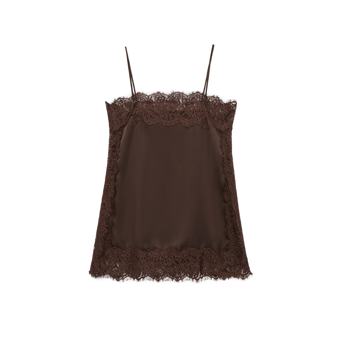 NADELLE™ – Fitted Lace Trim Satin Camisole | Elina Dublin